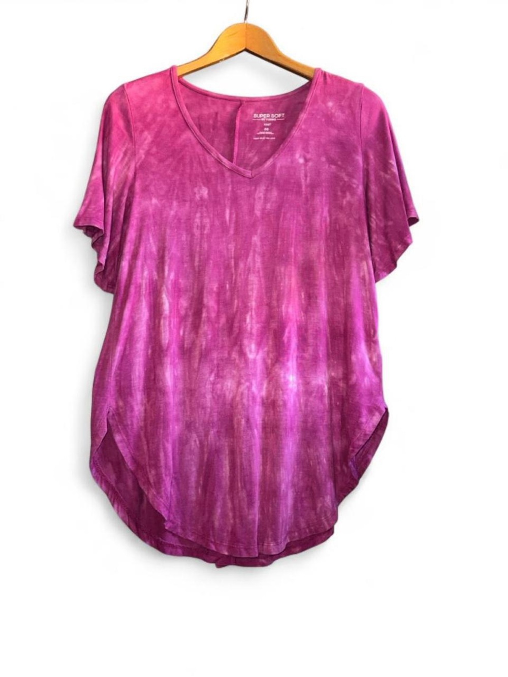 Torrid Super Soft T-Shirt Knot Top Watercolor Tie-Dye Magenta Plus Size 00 ML